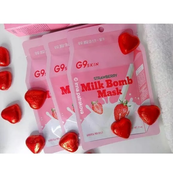 G9SKIN MILK BOMB MASK [Strawberry] 21ml x 5 sheets - Picture 1 of 5